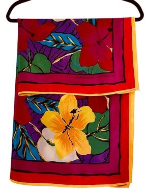 Adrienne Vittadini 100% Silk Tropical Floral Scarf